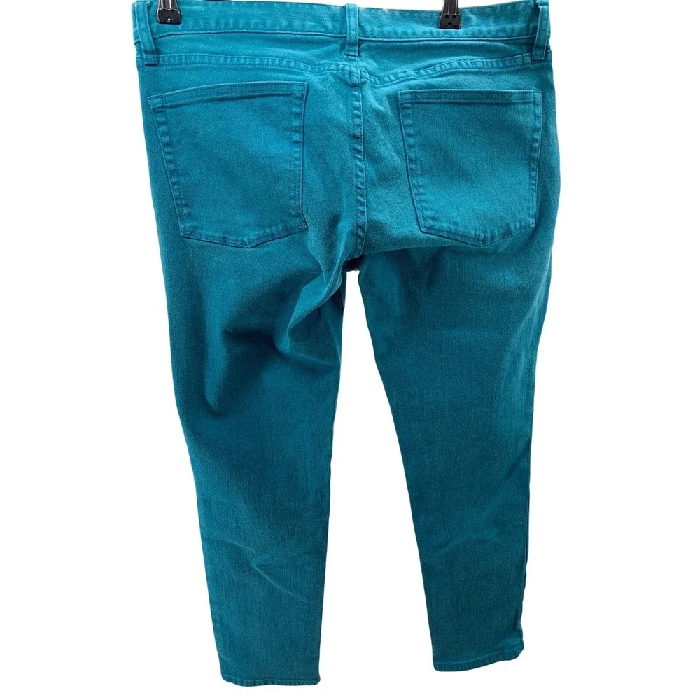 J.Crew Toothpick Skinny Jeans Teal Blue Stretch Denim Womens 32 Cropped 77088